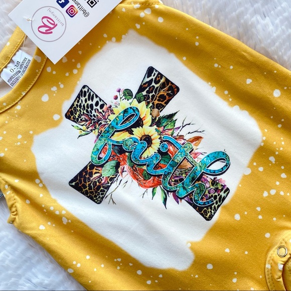 Baby Girl Yellow Faith Romper - Picture 2 of 2